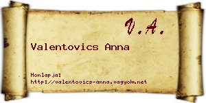 Valentovics Anna névjegykártya