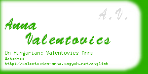 anna valentovics business card